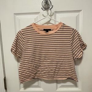 Pink Striped Cropped Tee